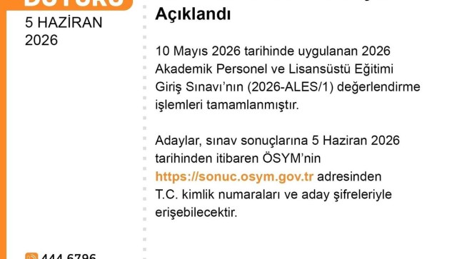 ALES Sonuçları Açıklandı