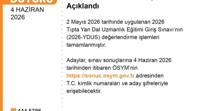 YDUS Sınav Sonuçları Açıklandı