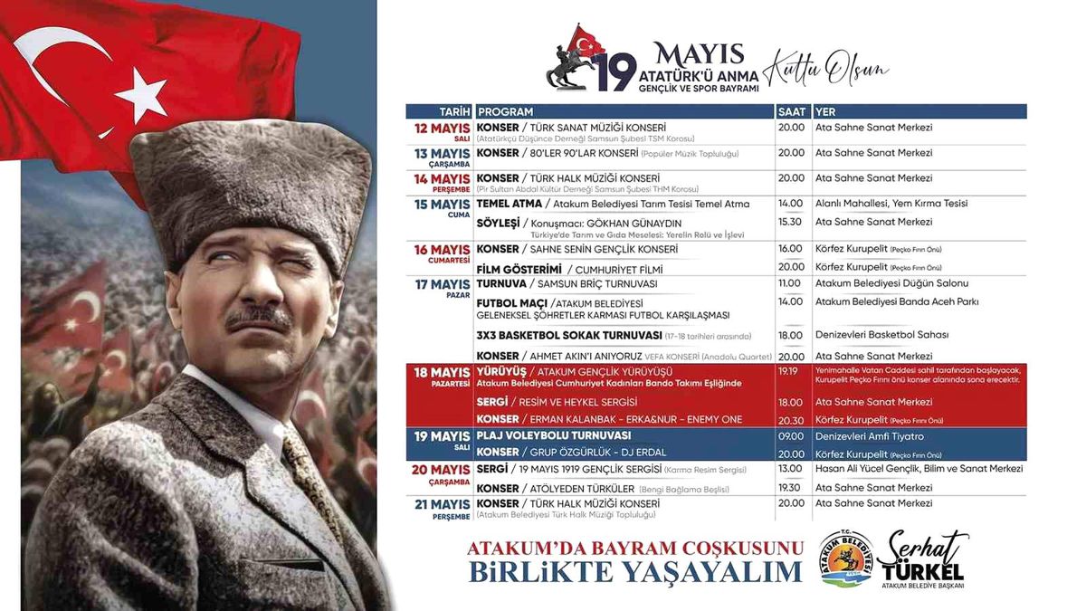 19 Mayıs gençleri Atakum’da buluşacak