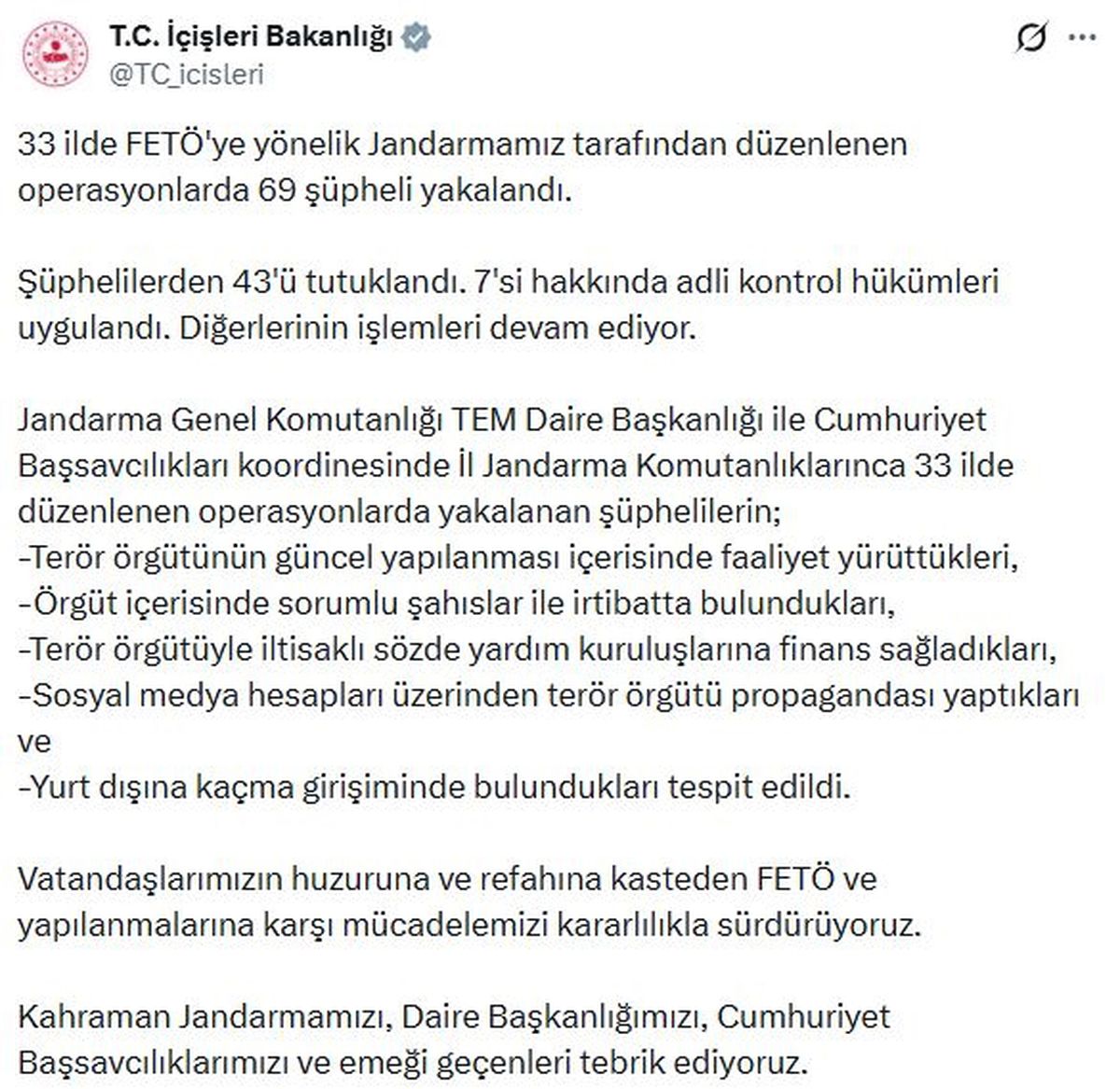 FETÖ Operasyonunda 69 Şüpheli Yakalandı