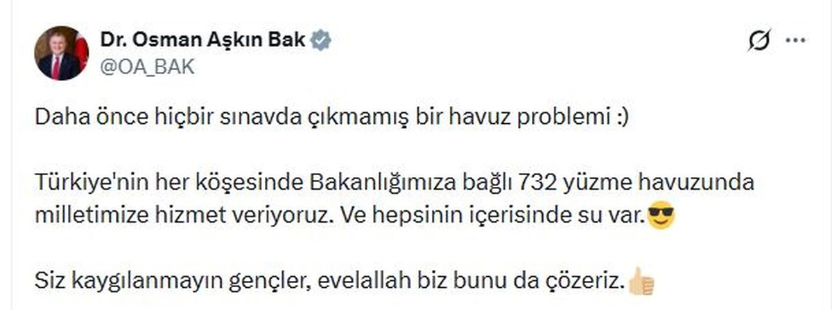 Bakan Bak’tan Havuz Tepkisi