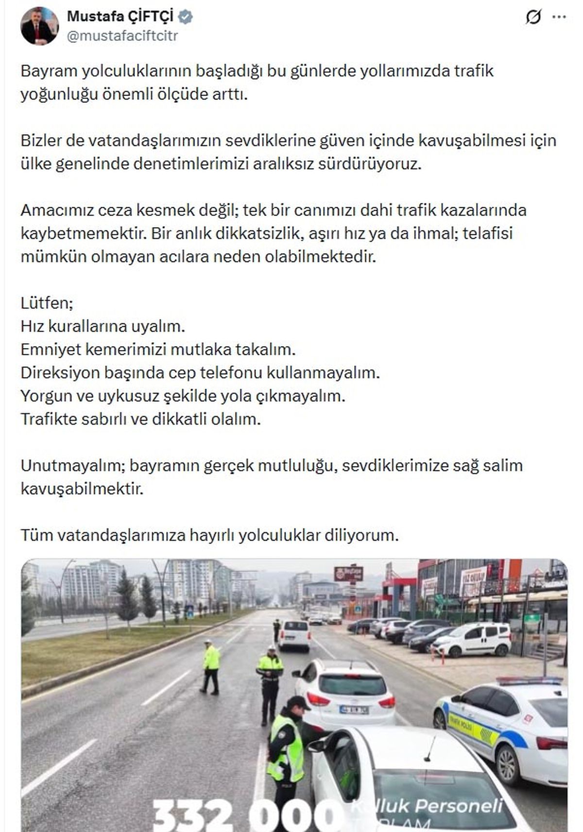 Bakan’dan Bayram Trafik Uyarısı