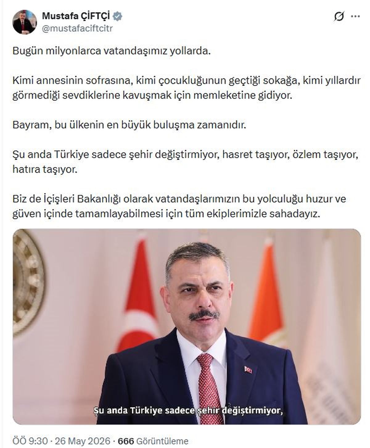 Bakan Çiftçi’den Bayram Mesajı