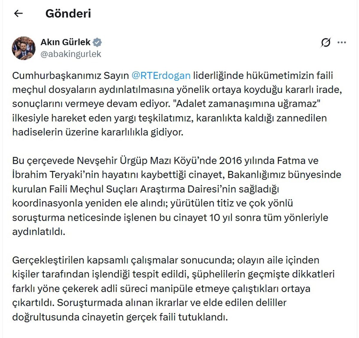 10 yıl sonra aydınlanan cinayet