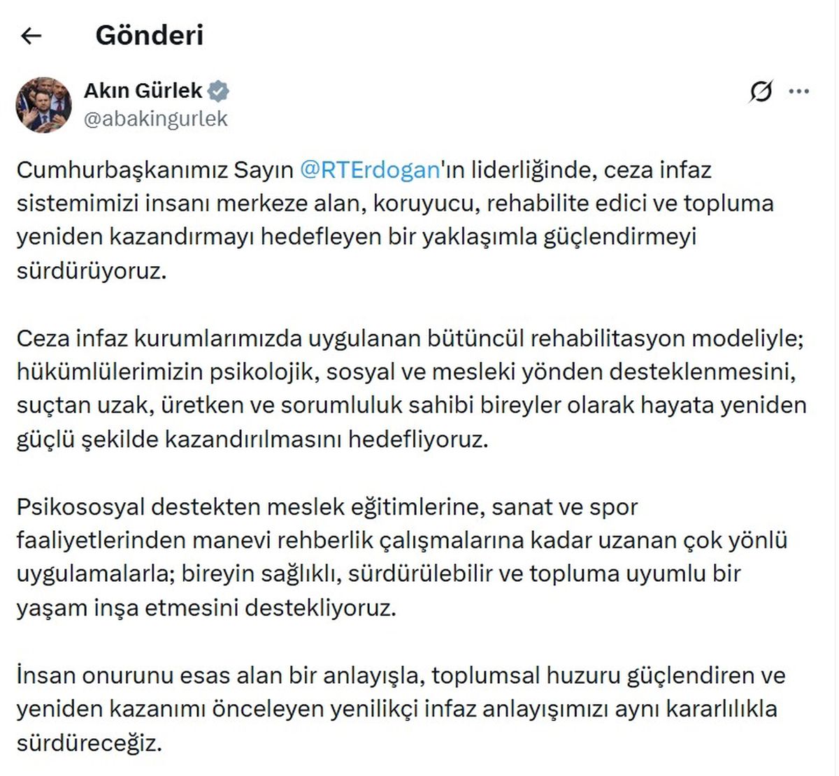 Adalet Bakanı’ndan yenilikçi infaz vurgusu