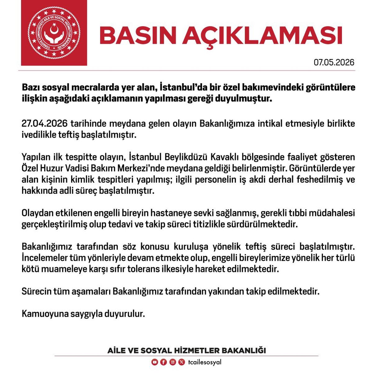 Engelli Bireye Şiddet: Personel İşten Çıkarıldı