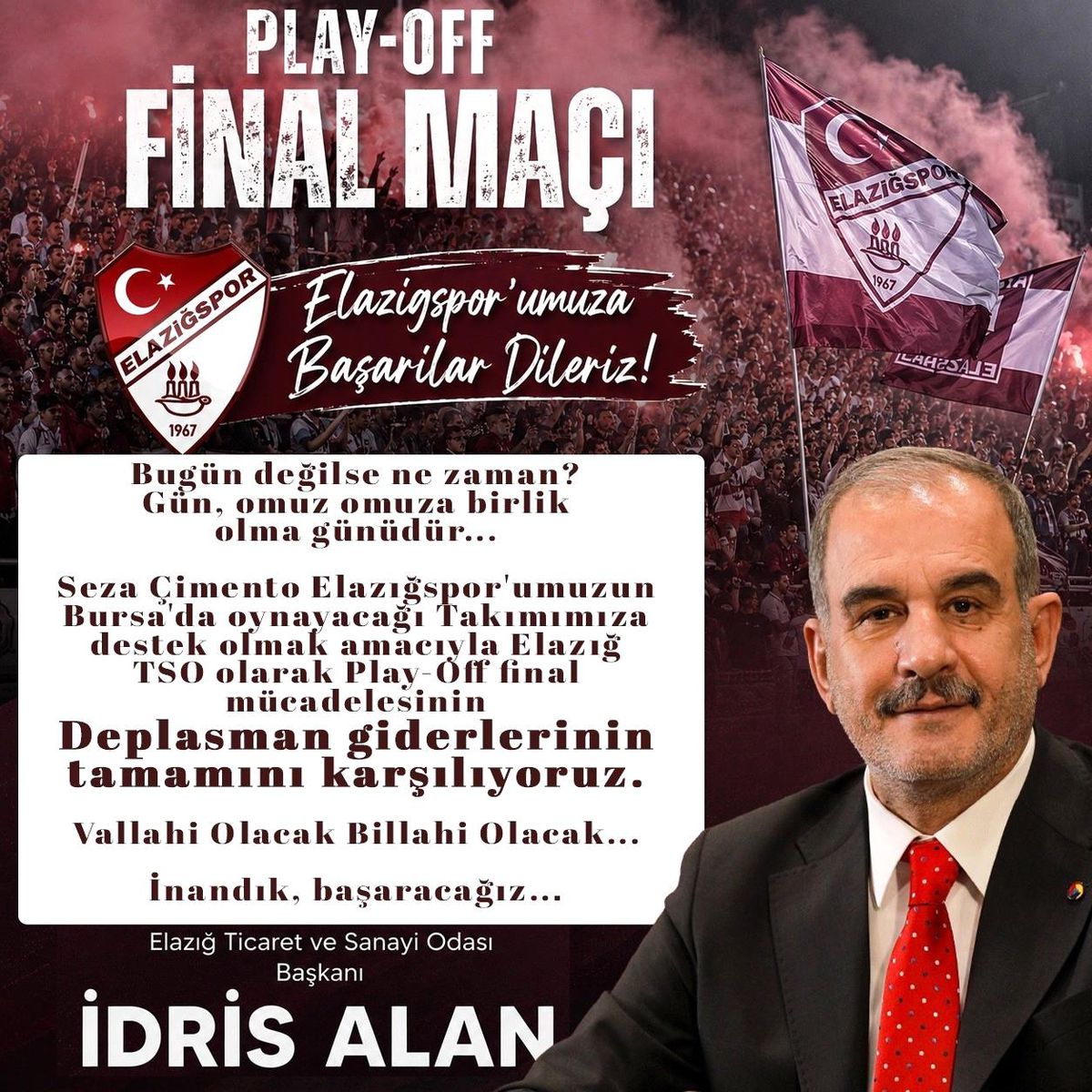 Elazığspor’a Destek: Giderler Elazığ TSO’dan