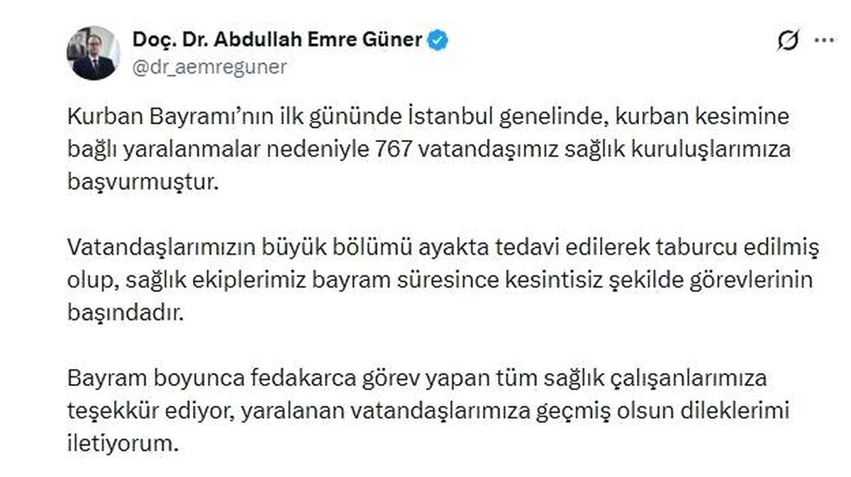 Kurban Bayramı’nda 767 Yaralı