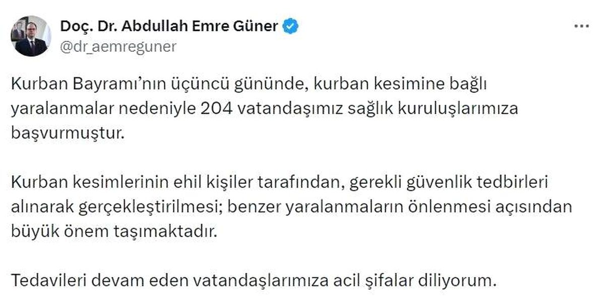 Kurban Bayramı’nda 204 Yaralı