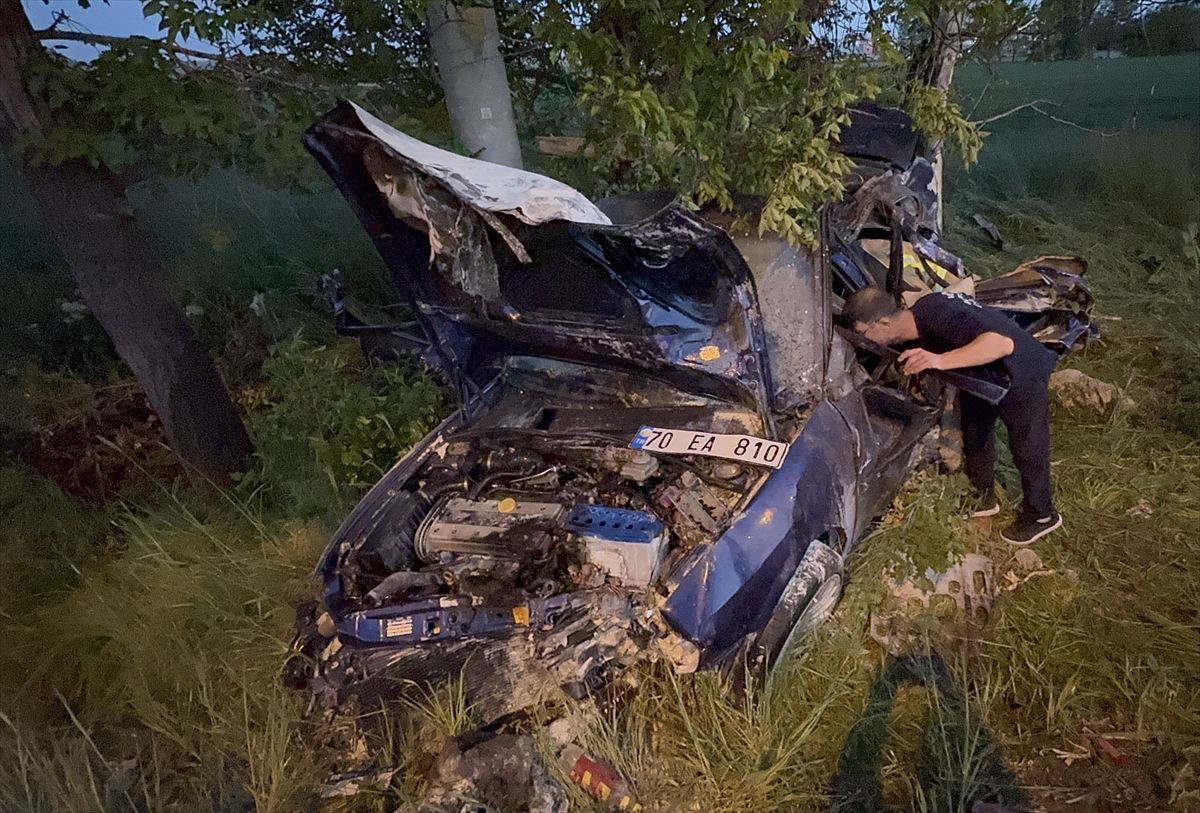 Karaman’da şarampole devrilen otomobildeki 1 kişi öldü, 1 kişi yaralandı