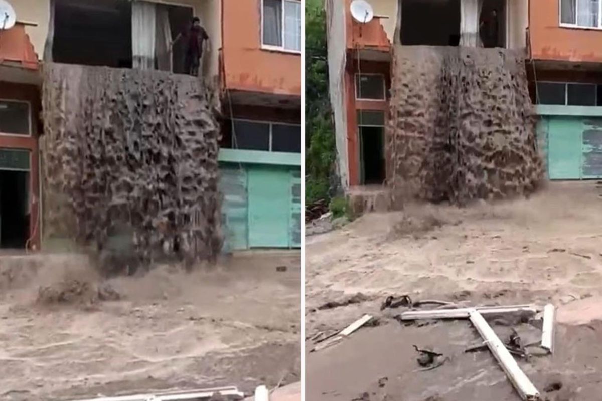 Ordu’da sel suları evin içinden şelale gibi aktı