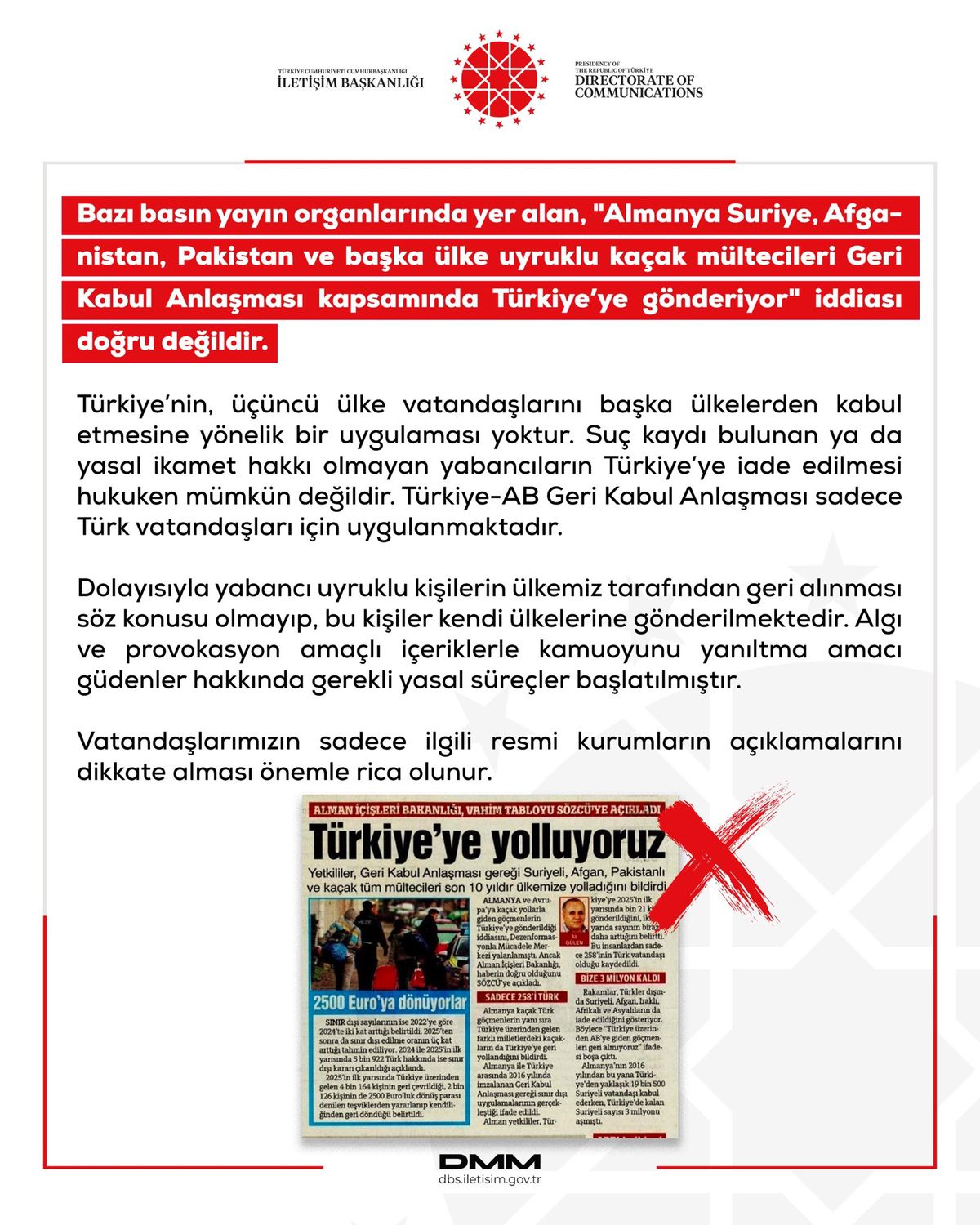 İletişim Başkanlığı’ndan “kaçak mülteci” iddiasına yalanlama