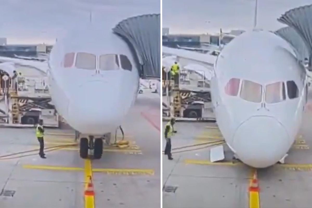 Frankfurt’ta korku dolu anlar: Lufthansa’nın Boeing 787-9 uçağının ön iniş takımı çöktü
