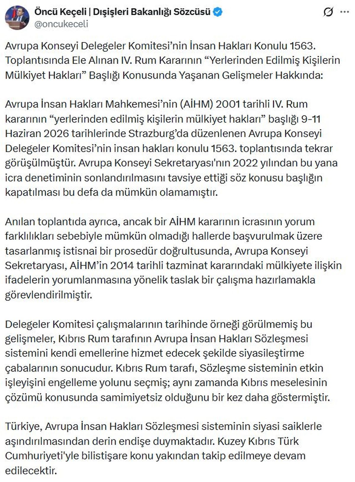 Türkiye’den AİHM Uyarısı
