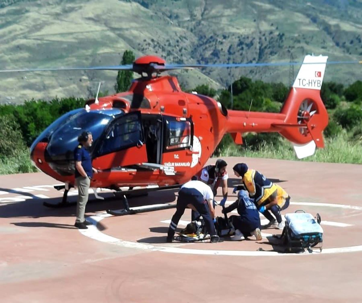 Doğanyol’da Düşen Vatandaş Hava Ambulanısıyla Sevk Edildi