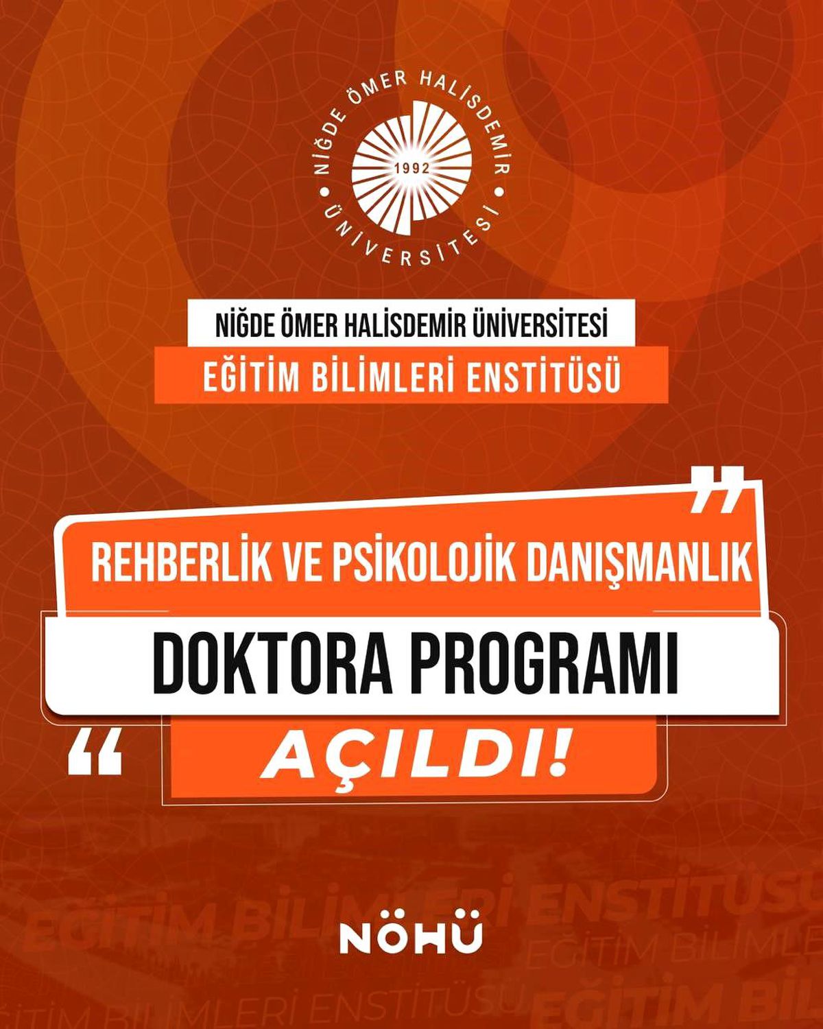 NÖHÜ’den Yeni Doktora Programı