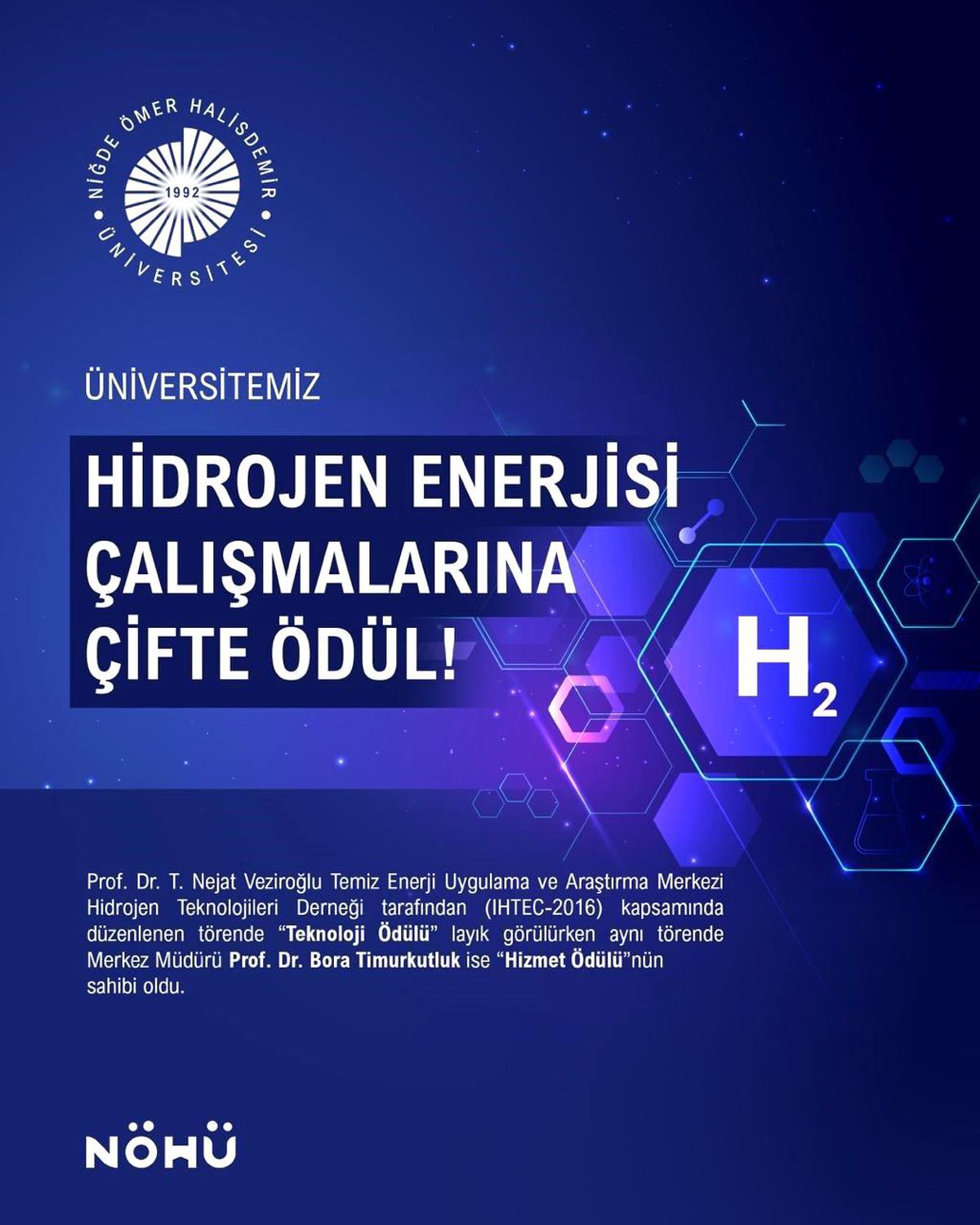 Niğde Üniversitesi’ne Hidrojen Enerjisi Ödülü